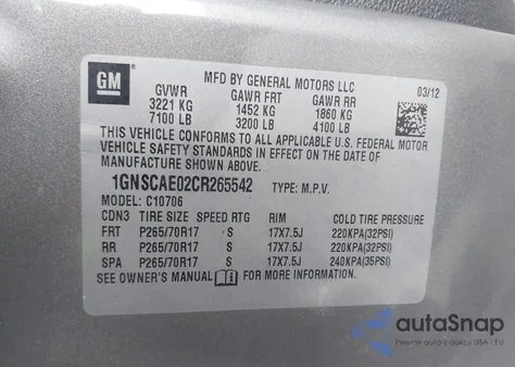 2012 Chevrolet Tahoe Ls from USA, damaged, VIN 1GNSCAE02CR265542